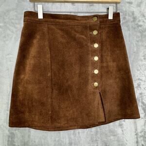 Understated Skirt Womens Medium Suede Leather Button Front Vintage Retro Boho